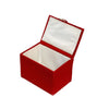 Rectangular red box, lid open