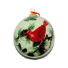 Hand-Painted Glass Ornament, Two Red Birds (Cardinals)