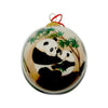 Hand-Painted Glass Ornament, Pandas at Play