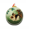 Hand-Painted Glass Ornament, Rabbits - Green