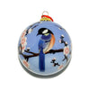 Hand-Painted Glass Ornament, Blue Birds with Pink Cherry Blossoms