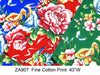 Peony Phoenix Print Cotton Fabric 43"W in three colors. From left to right: blue, red, and green. Currently out of stock.