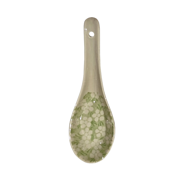 Green Flower Ceramic Soup Spoon
