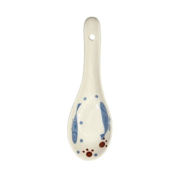Twin Blue Fish Paw Print Ceramic Spoon