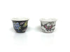 Classic Design - Hand Painted Mini Teacup in Black Floral and Butterfly/White