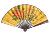 Beautiful gold fan with red and green floral design