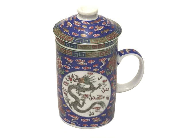 Dragon on Cloud Designs Mug with Infuser - Blue