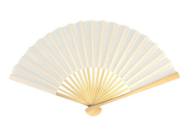 Exquisite folding fan with white fabric and bamboo frame
