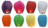 Eight beautiful lanterns in purple, pink, red, white, orange, green, yellow, and blue
