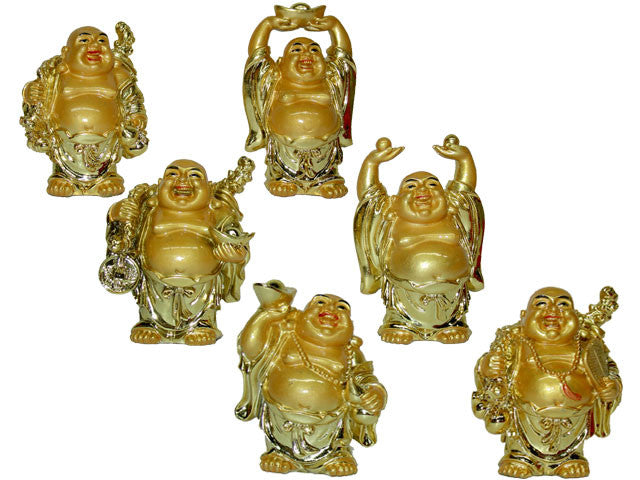 Gold Color Laughing Buddha (2.5" to 3" H)