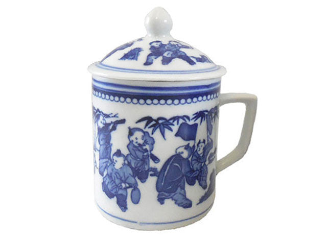 Classic Blue on White Mug with Lid