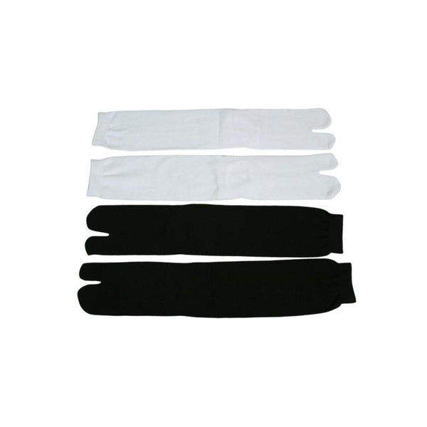 Black and white tabi socks laying parallel