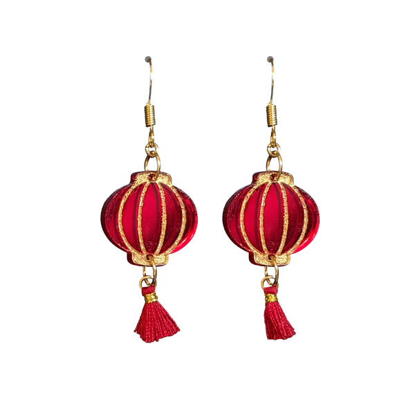 Red lantern earrings