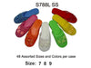 Mesh slippers. Each slipper in a different color: blue, pink, orange, white, green, yellow, and red. Sizes coming in 7,8,9