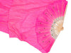Long fabric dancing fan with sequins- pink and white