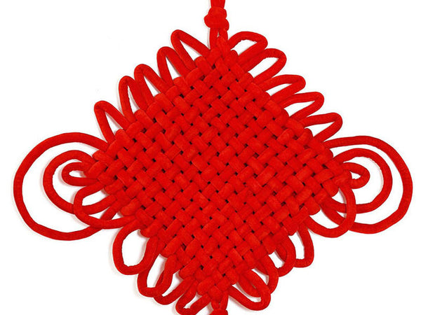 braided giant diamond knot ornament- red