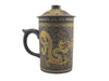 gold dragon designed terra cotta mug with infuser