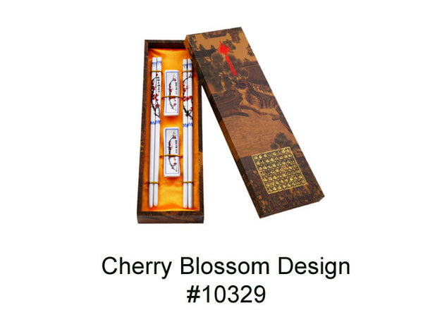 Porcelain Chopstick set: cherry blossom design