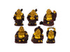 2 tone Mahogany Gold Laughing Buddha set of 6
