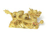 golden dragon with pearl on sea, 8" wide