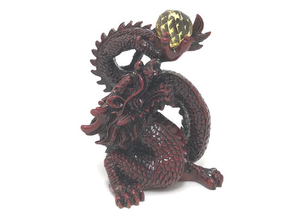 Imperial Dragon with crystal ball- mahogany 