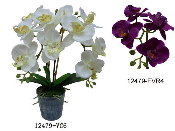 Artificial Flowers - Orchid (22in.) White Orchid on the left and Violet Orchid on the right