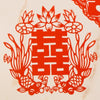 Red paper cut decoration with Chinese double happiness character and good luck fish
