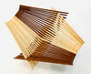 Folding bowl made with 30 chopsticks, natural and tea stained, 4 square design