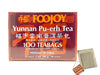Foojoy yunnan pu-erh tea- 100 teabags. With one tea bag next to the box
