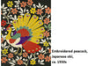 Greeting Card  Detail (embroidered peacock), Japanese obi, ca. 1930s