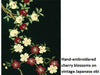 Greeting Card Detail, hand-embroidered cherry blossoms on vintage Japanese obi