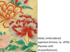 Greeting Card Detail, embroidered Japanese kimono, ca. 1970s (Peonies with chrysanthemum)