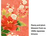 Greeting Card Detail from ca. 1920s Japanese kimono (Peony and plum blossom)