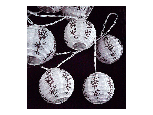 White Mini String Lights - Bamboo Print