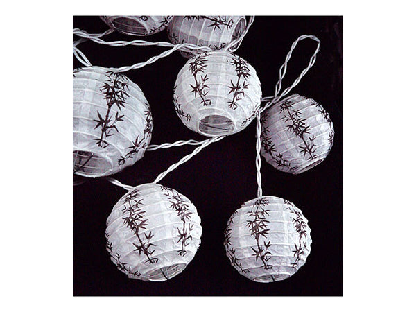 White mini string lights- bamboo prints