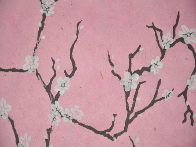 Handmade Nepal Silkscreen Paper - Peach Blossoms