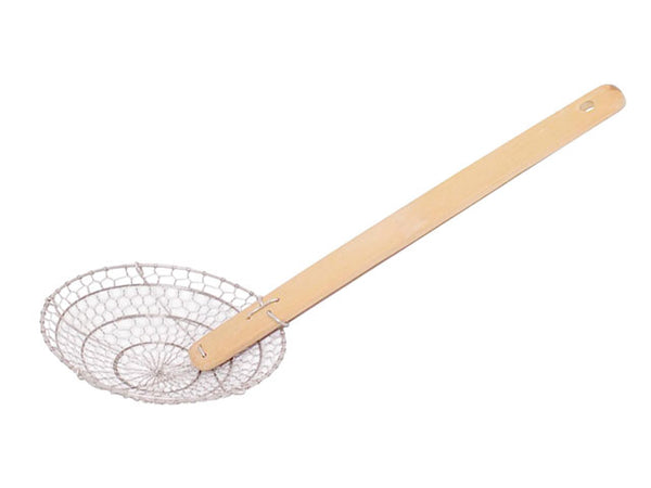 Stainless steel skimmer with bamboo handle