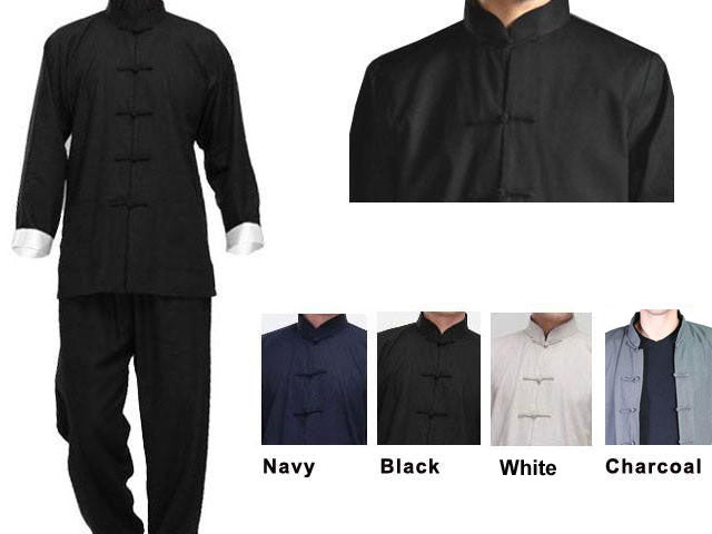 Lt. Weight Linen Cotton Mandarin Jacket with Pants (Set)