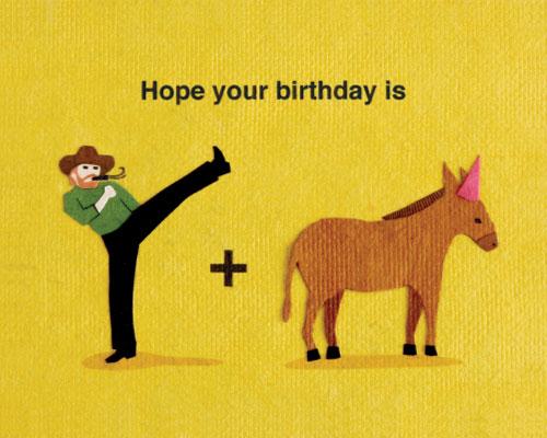 Handcrafted Cards: Kick Donkey Birthday