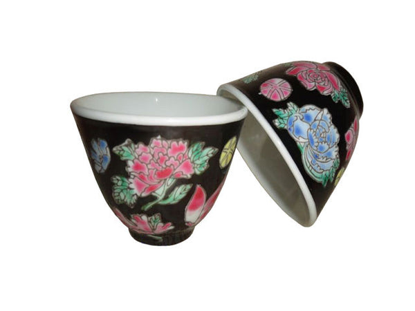 Elegant teacups in floral designs