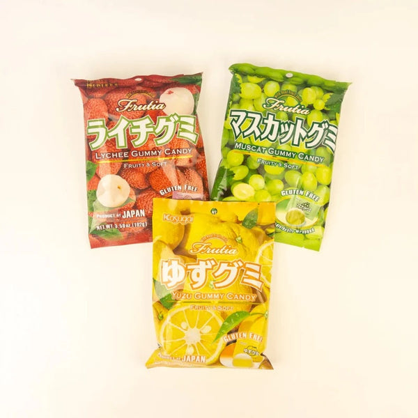 assorted fruit selection gummy candies from kasugai