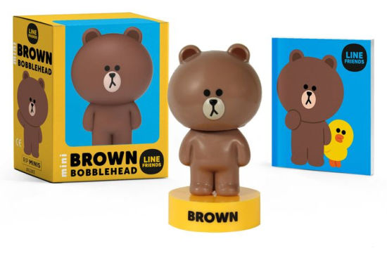 Line Friends Brown bobblehead box, booklet and figure shown