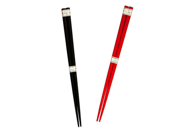 Solid color lacquered chopsticks- red pair and black pair