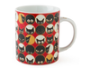 Red Mug. Meow! For cat lovers everywhere, these kitties are perfect company for your morning coffee or afternoon tea! The fun animal themed images will make it a favorite for any design lover.  Mug: 4.25" x 3" x 3.5"h; 8 oz. capacity. Ceramic Microwave, dishwasher safe Made in Japan