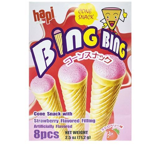 Hapi Bing Bing Crispy Cone Snack, Strawberry