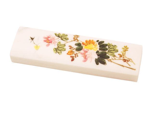 Floral Print White Marble Paper Weight