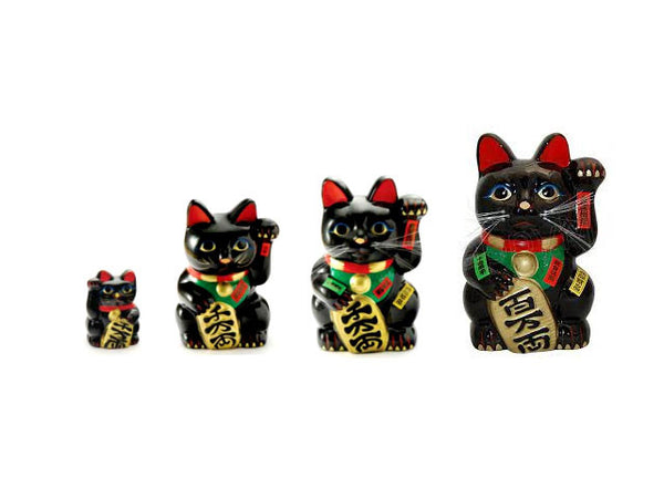 Black Lucky Cat (Maneki-Neko Welcoming Cat) in 4 sizes