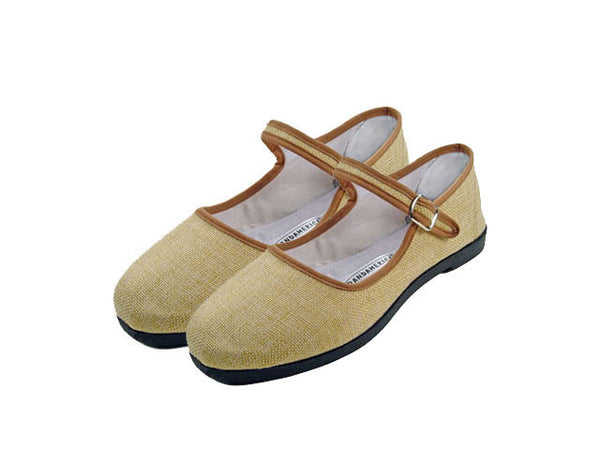 flax mary jane shoes- almond colored