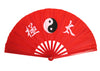 Red fan with yin yang symbol and tai chi characters