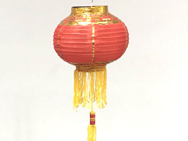 Red Nylon Lantern w. Gold Trimming - 6"